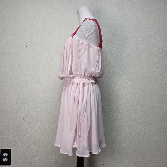 EXPRESS Chiffonn Pink and Red Sleeveless Dress Size Large - Picture 7 of 10